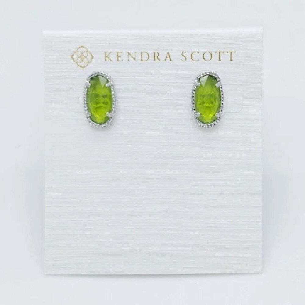 Kendra Scott Ellie Silver Stud Earrings In Peridot